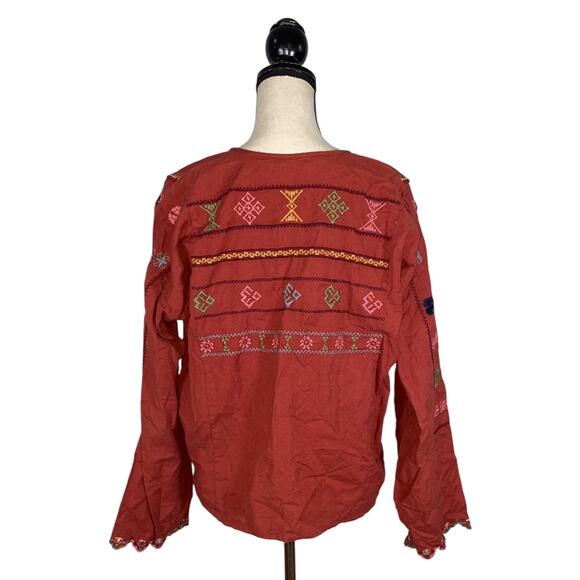 ZARA Embroidered Cotton Blouse in Terracotta Orange    Size: XS - Picture 5 of 6